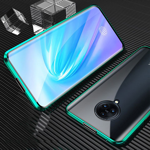 Coque Rebord Bumper Luxe Aluminum Metal Miroir 360 Degres Housse Etui Aimant M09 pour Vivo Nex 3S Vert