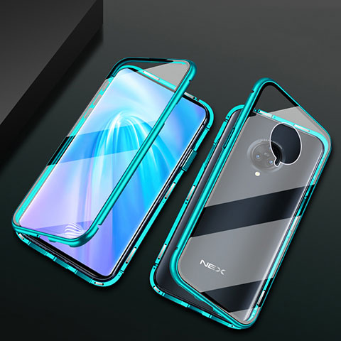 Coque Rebord Bumper Luxe Aluminum Metal Miroir 360 Degres Housse Etui Aimant M10 pour Vivo Nex 3 Vert