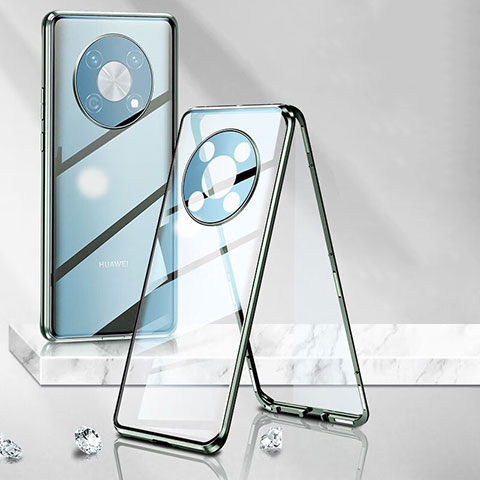 Coque Rebord Bumper Luxe Aluminum Metal Miroir 360 Degres Housse Etui Aimant P01 pour Huawei Enjoy 50 Pro Vert