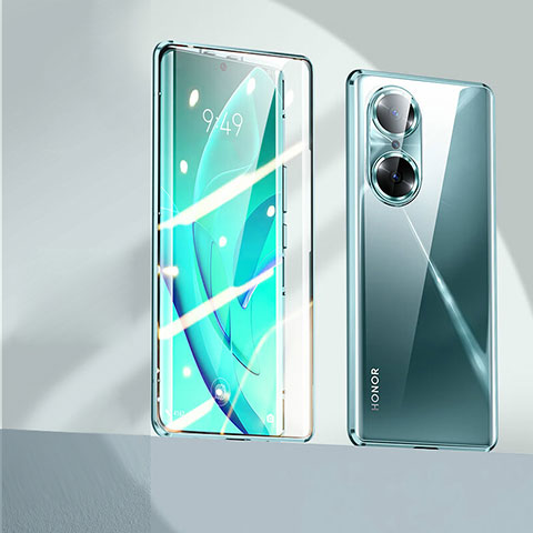 Coque Rebord Bumper Luxe Aluminum Metal Miroir 360 Degres Housse Etui Aimant P01 pour Huawei Honor 60 Pro 5G Vert