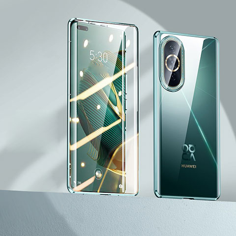 Coque Rebord Bumper Luxe Aluminum Metal Miroir 360 Degres Housse Etui Aimant P01 pour Huawei Nova 10 Pro Vert