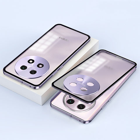 Coque Rebord Bumper Luxe Aluminum Metal Miroir 360 Degres Housse Etui Aimant P01 pour Oppo A2 Pro 5G Violet