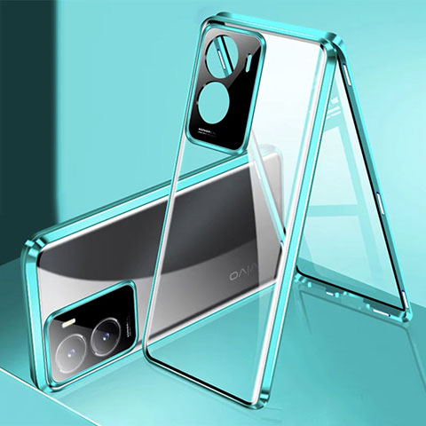 Coque Rebord Bumper Luxe Aluminum Metal Miroir 360 Degres Housse Etui Aimant P01 pour Vivo iQOO Z7 5G Vert