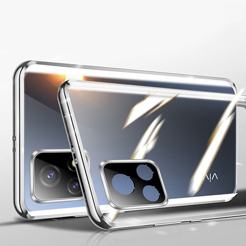 Coque Rebord Bumper Luxe Aluminum Metal Miroir 360 Degres Housse Etui Aimant P01 pour Vivo Y72 India Argent