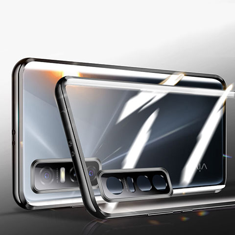 Coque Rebord Bumper Luxe Aluminum Metal Miroir 360 Degres Housse Etui Aimant P01 pour Vivo Y73s 5G Noir