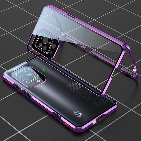 Coque Rebord Bumper Luxe Aluminum Metal Miroir 360 Degres Housse Etui Aimant P01 pour Xiaomi Black Shark 5 5G Violet