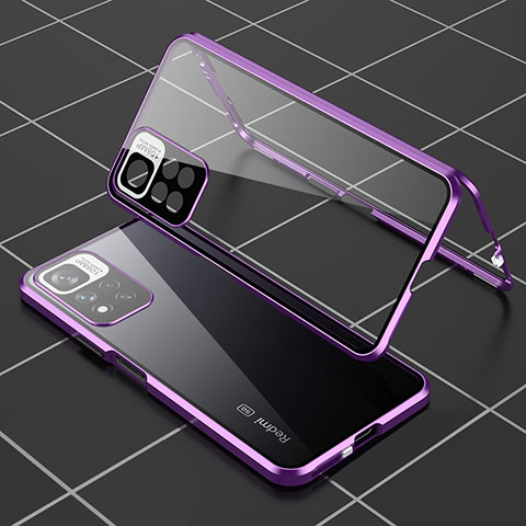 Coque Rebord Bumper Luxe Aluminum Metal Miroir 360 Degres Housse Etui Aimant P01 pour Xiaomi Mi 11i 5G (2022) Violet