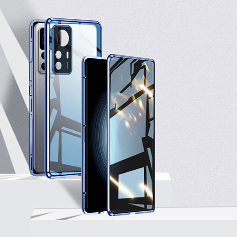 Coque Rebord Bumper Luxe Aluminum Metal Miroir 360 Degres Housse Etui Aimant P01 pour Xiaomi Mi 12T Pro 5G Bleu