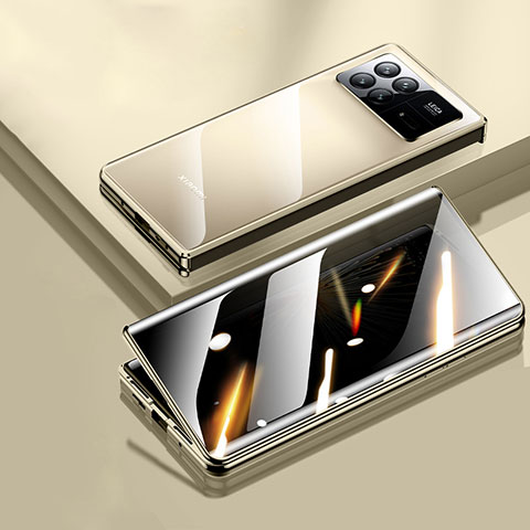 Coque Rebord Bumper Luxe Aluminum Metal Miroir 360 Degres Housse Etui Aimant P01 pour Xiaomi Mix Fold 3 5G Or