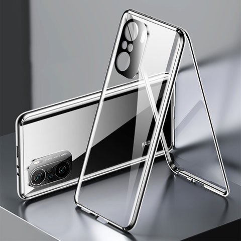 Coque Rebord Bumper Luxe Aluminum Metal Miroir 360 Degres Housse Etui Aimant P01 pour Xiaomi Poco F3 5G Noir