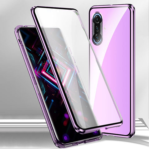 Coque Rebord Bumper Luxe Aluminum Metal Miroir 360 Degres Housse Etui Aimant P01 pour Xiaomi Poco F3 GT 5G Violet