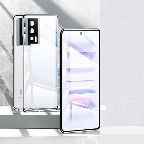 Coque Rebord Bumper Luxe Aluminum Metal Miroir 360 Degres Housse Etui Aimant P01 pour Xiaomi Poco F5 Pro 5G Argent