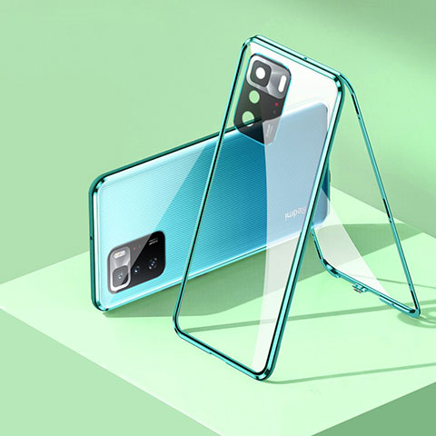 Coque Rebord Bumper Luxe Aluminum Metal Miroir 360 Degres Housse Etui Aimant P01 pour Xiaomi Poco X3 GT 5G Vert