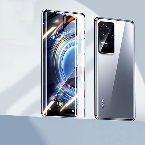 Coque Rebord Bumper Luxe Aluminum Metal Miroir 360 Degres Housse Etui Aimant P01 pour Xiaomi Redmi K50 5G Argent