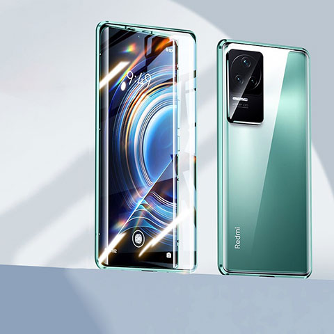 Coque Rebord Bumper Luxe Aluminum Metal Miroir 360 Degres Housse Etui Aimant P01 pour Xiaomi Redmi K50 5G Vert