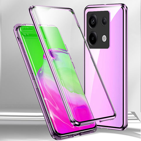 Coque Rebord Bumper Luxe Aluminum Metal Miroir 360 Degres Housse Etui Aimant P01 pour Xiaomi Redmi Note 13 Pro 5G Violet