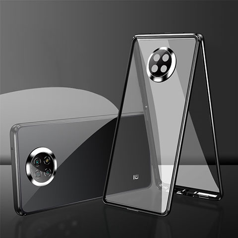 Coque Rebord Bumper Luxe Aluminum Metal Miroir 360 Degres Housse Etui Aimant P01 pour Xiaomi Redmi Note 9 5G Noir