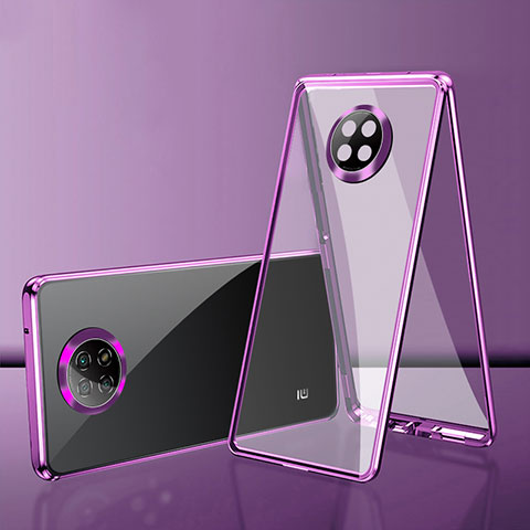 Coque Rebord Bumper Luxe Aluminum Metal Miroir 360 Degres Housse Etui Aimant P01 pour Xiaomi Redmi Note 9 5G Violet