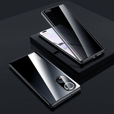 Coque Rebord Bumper Luxe Aluminum Metal Miroir 360 Degres Housse Etui Aimant P02 pour Huawei Honor 50 Pro 5G Noir