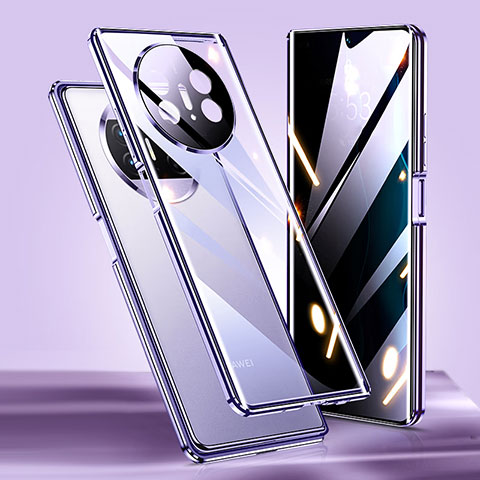 Coque Rebord Bumper Luxe Aluminum Metal Miroir 360 Degres Housse Etui Aimant P02 pour Huawei Mate X5 Violet