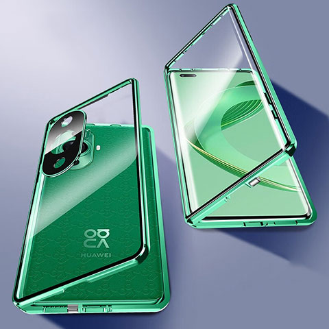 Coque Rebord Bumper Luxe Aluminum Metal Miroir 360 Degres Housse Etui Aimant P02 pour Huawei Nova 11 Ultra Vert