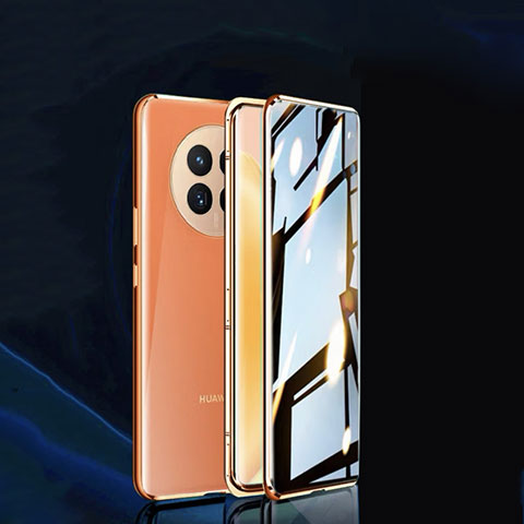 Coque Rebord Bumper Luxe Aluminum Metal Miroir 360 Degres Housse Etui Aimant P02 pour Huawei Nova Y91 Or