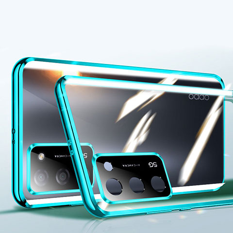 Coque Rebord Bumper Luxe Aluminum Metal Miroir 360 Degres Housse Etui Aimant P02 pour Oppo A56 5G Vert