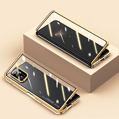 Coque Rebord Bumper Luxe Aluminum Metal Miroir 360 Degres Housse Etui Aimant P02 pour Xiaomi Mix Fold 5G Or