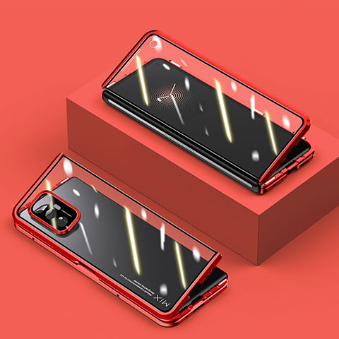 Coque Rebord Bumper Luxe Aluminum Metal Miroir 360 Degres Housse Etui Aimant P02 pour Xiaomi Mix Fold 5G Rouge