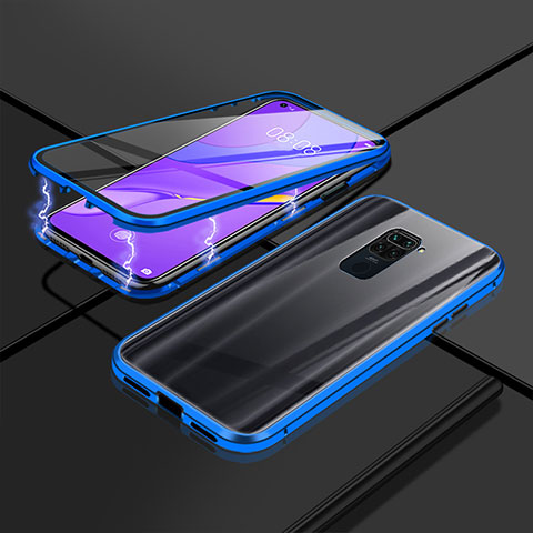 Coque Rebord Bumper Luxe Aluminum Metal Miroir 360 Degres Housse Etui Aimant P02 pour Xiaomi Redmi 10X 5G Bleu