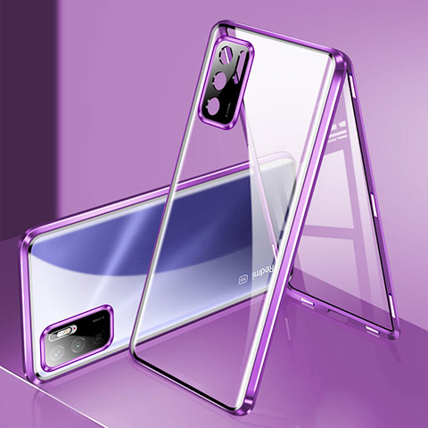 Coque Rebord Bumper Luxe Aluminum Metal Miroir 360 Degres Housse Etui Aimant P02 pour Xiaomi Redmi Note 11 SE 5G Violet