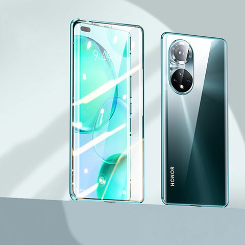 Coque Rebord Bumper Luxe Aluminum Metal Miroir 360 Degres Housse Etui Aimant P03 pour Huawei Nova 9 Pro Vert