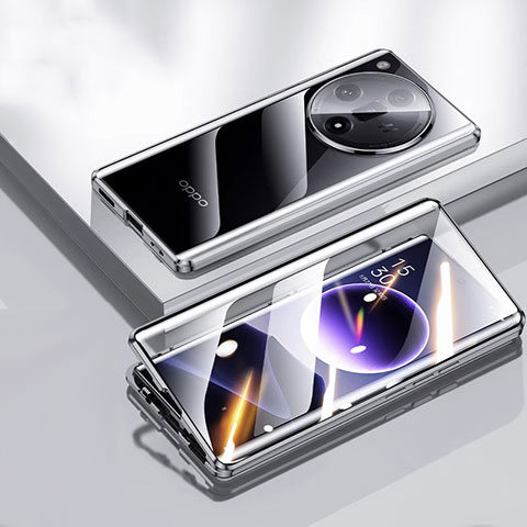 Coque Rebord Bumper Luxe Aluminum Metal Miroir 360 Degres Housse Etui Aimant P03 pour Oppo Find X7 Ultra 5G Noir