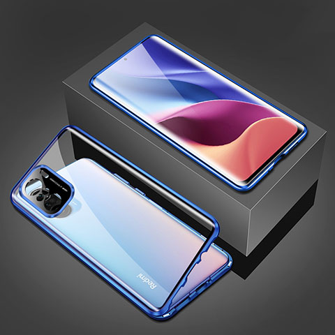 Coque Rebord Bumper Luxe Aluminum Metal Miroir 360 Degres Housse Etui Aimant P03 pour Xiaomi Mi 11i 5G Bleu