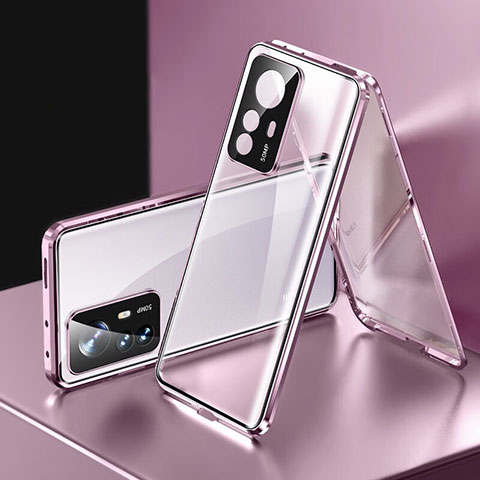 Coque Rebord Bumper Luxe Aluminum Metal Miroir 360 Degres Housse Etui Aimant P03 pour Xiaomi Mi 12T 5G Violet