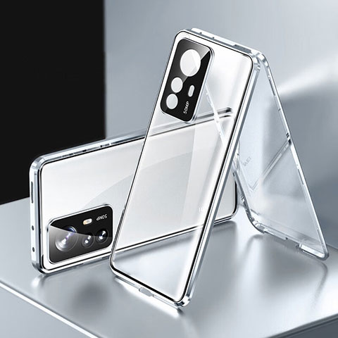 Coque Rebord Bumper Luxe Aluminum Metal Miroir 360 Degres Housse Etui Aimant P03 pour Xiaomi Mi 12T Pro 5G Argent