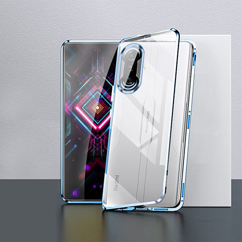 Coque Rebord Bumper Luxe Aluminum Metal Miroir 360 Degres Housse Etui Aimant P03 pour Xiaomi Poco F3 GT 5G Bleu