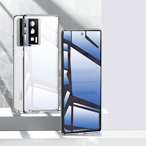 Coque Rebord Bumper Luxe Aluminum Metal Miroir 360 Degres Housse Etui Aimant P03 pour Xiaomi Redmi K60 5G Argent