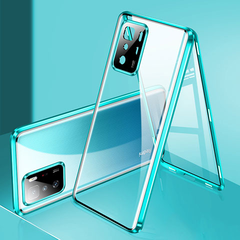 Coque Rebord Bumper Luxe Aluminum Metal Miroir 360 Degres Housse Etui Aimant P03 pour Xiaomi Redmi Note 10 Pro 5G Vert