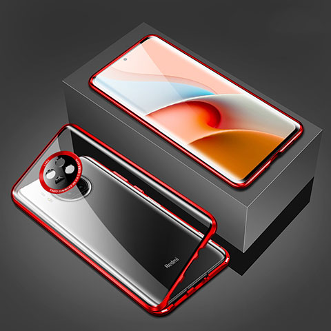 Coque Rebord Bumper Luxe Aluminum Metal Miroir 360 Degres Housse Etui Aimant P03 pour Xiaomi Redmi Note 9 5G Rouge