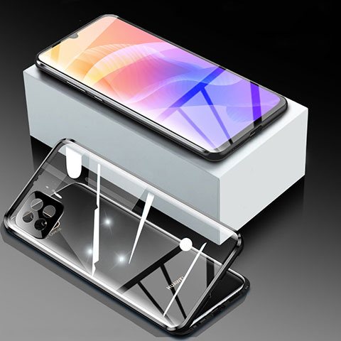 Coque Rebord Bumper Luxe Aluminum Metal Miroir 360 Degres Housse Etui Aimant pour Huawei Enjoy 20 5G Noir