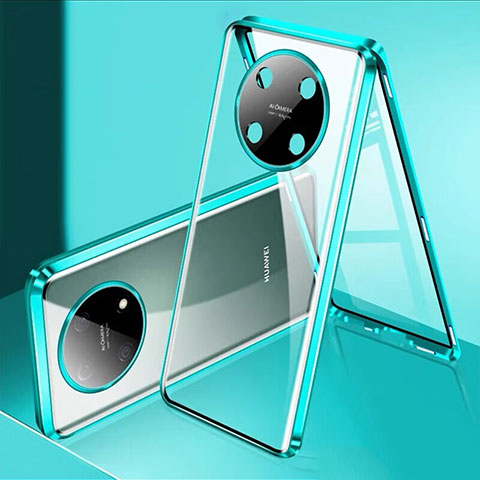 Coque Rebord Bumper Luxe Aluminum Metal Miroir 360 Degres Housse Etui Aimant pour Huawei Enjoy 50 Pro Vert