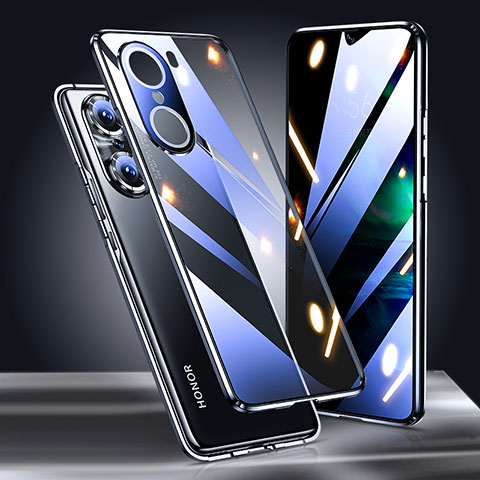 Coque Rebord Bumper Luxe Aluminum Metal Miroir 360 Degres Housse Etui Aimant pour Huawei Honor 60 Pro 5G Noir