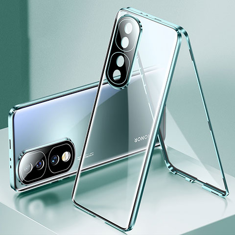 Coque Rebord Bumper Luxe Aluminum Metal Miroir 360 Degres Housse Etui Aimant pour Huawei Honor 70 Pro 5G Vert