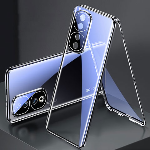 Coque Rebord Bumper Luxe Aluminum Metal Miroir 360 Degres Housse Etui Aimant pour Huawei Honor 90 Pro 5G Noir