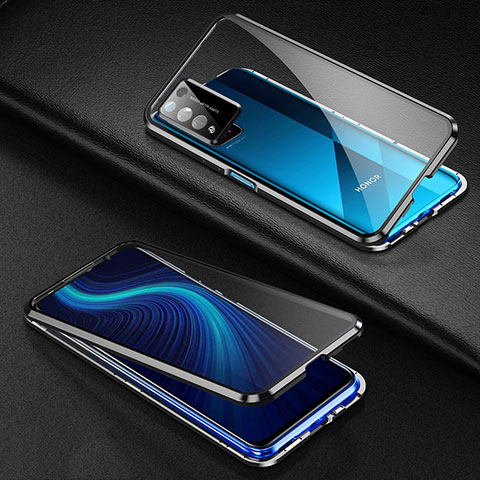 Coque Rebord Bumper Luxe Aluminum Metal Miroir 360 Degres Housse Etui Aimant pour Huawei Honor X10 5G Noir