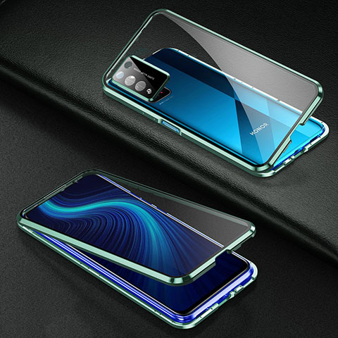 Coque Rebord Bumper Luxe Aluminum Metal Miroir 360 Degres Housse Etui Aimant pour Huawei Honor X10 5G Vert