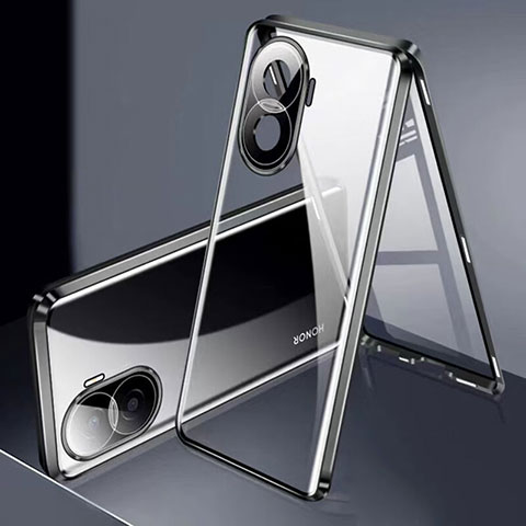 Coque Rebord Bumper Luxe Aluminum Metal Miroir 360 Degres Housse Etui Aimant pour Huawei Honor X40i 5G Noir