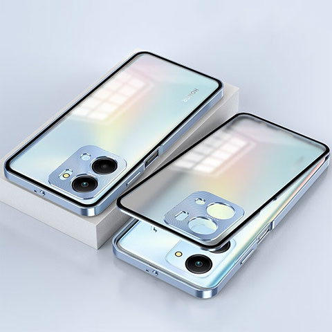 Coque Rebord Bumper Luxe Aluminum Metal Miroir 360 Degres Housse Etui Aimant pour Huawei Honor X7a Bleu