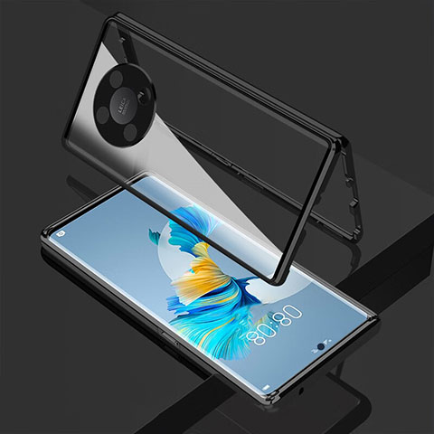 Coque Rebord Bumper Luxe Aluminum Metal Miroir 360 Degres Housse Etui Aimant pour Huawei Honor X9 5G Noir